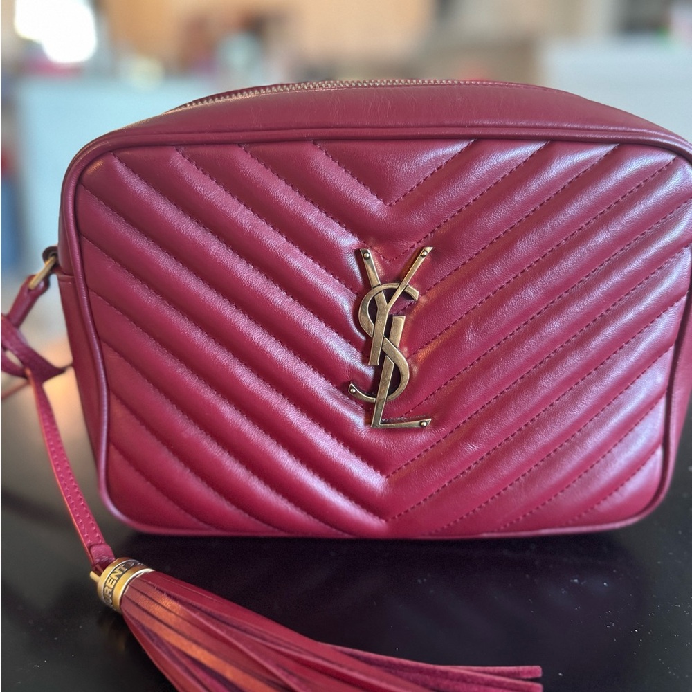 Yves Saint Laurent Burgundy Quilted Crossbody Bag